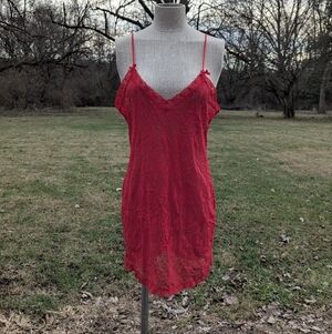 Morgan Taylor Red Lace Slip Dress Nightgown